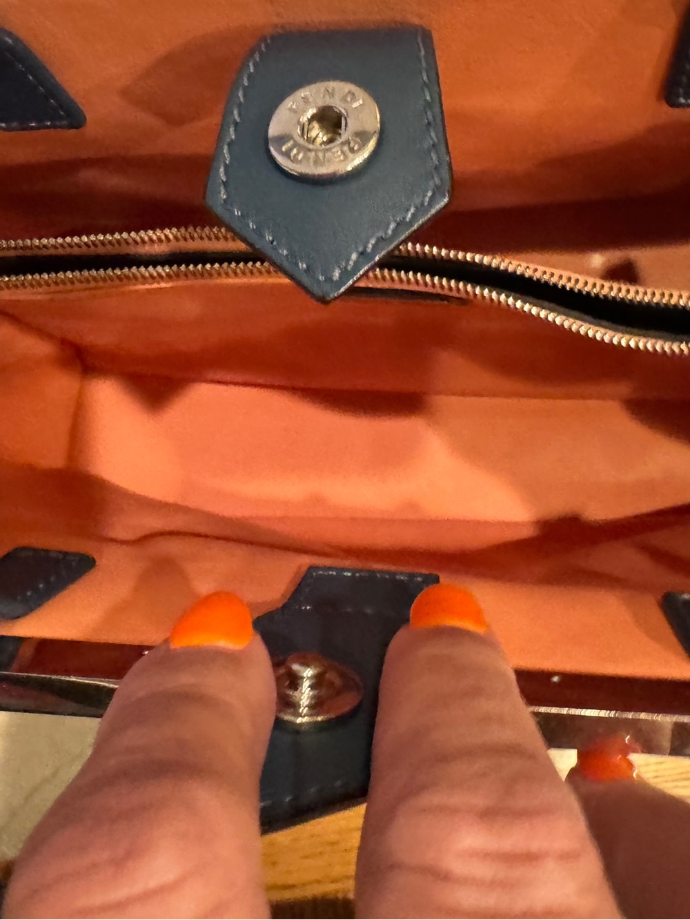 Fendi 2Jours Petite Blue Leather Top-Handle Crossbody Bag - Picture 9 of 16